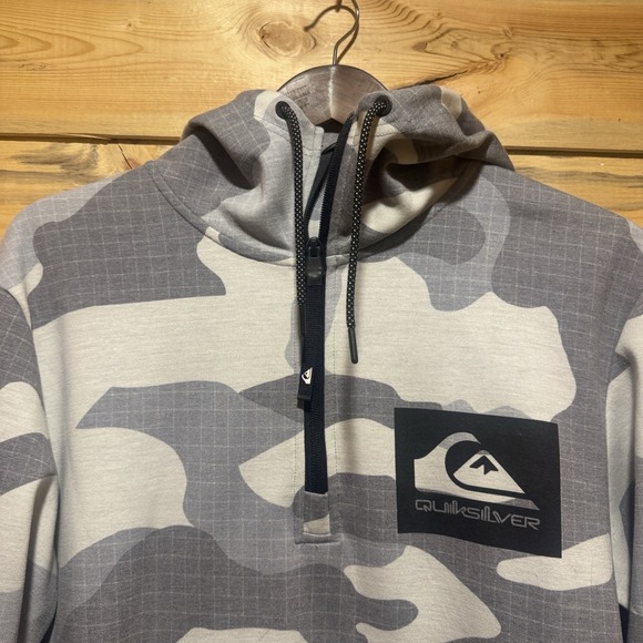 QUIKSILVER Shredder Men's Water Resistant Hoodie White Camo Size Medium - Picture 4 of 11